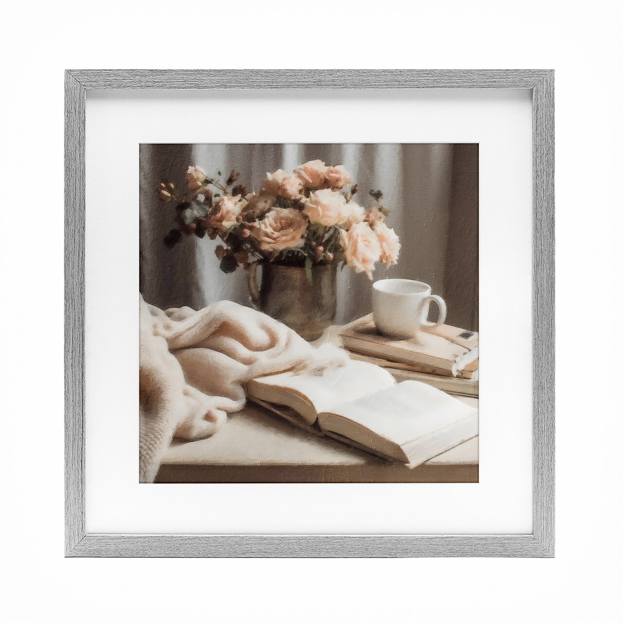 Stupell Industries Morning Coffee Floral Journaling Framed Print Under Glass, design by Riley B